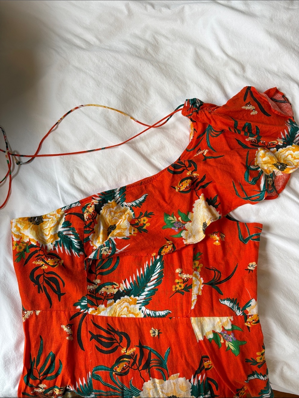 Urban Outfitters One-Shoulder Tropical Dress, L
